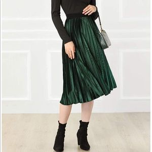 Green Velvet Midi Skirt